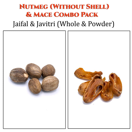 Nutmeg (Without Shell) & Mace Combo Pack | Jaifal + Javitri (Whole & Powder)