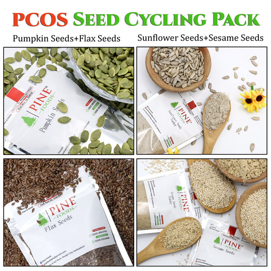 PCOS Seed Cycling Pack – Pumpkin+Flax+Sunflower+Sesame Seeds